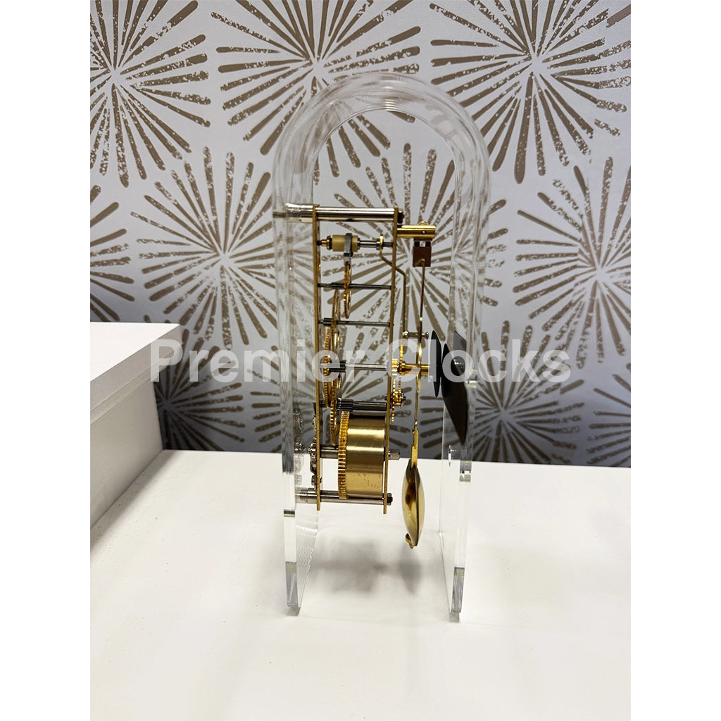 Hermle Miles Table Clock in Black/Brass real photo of the side - Premier Clocks