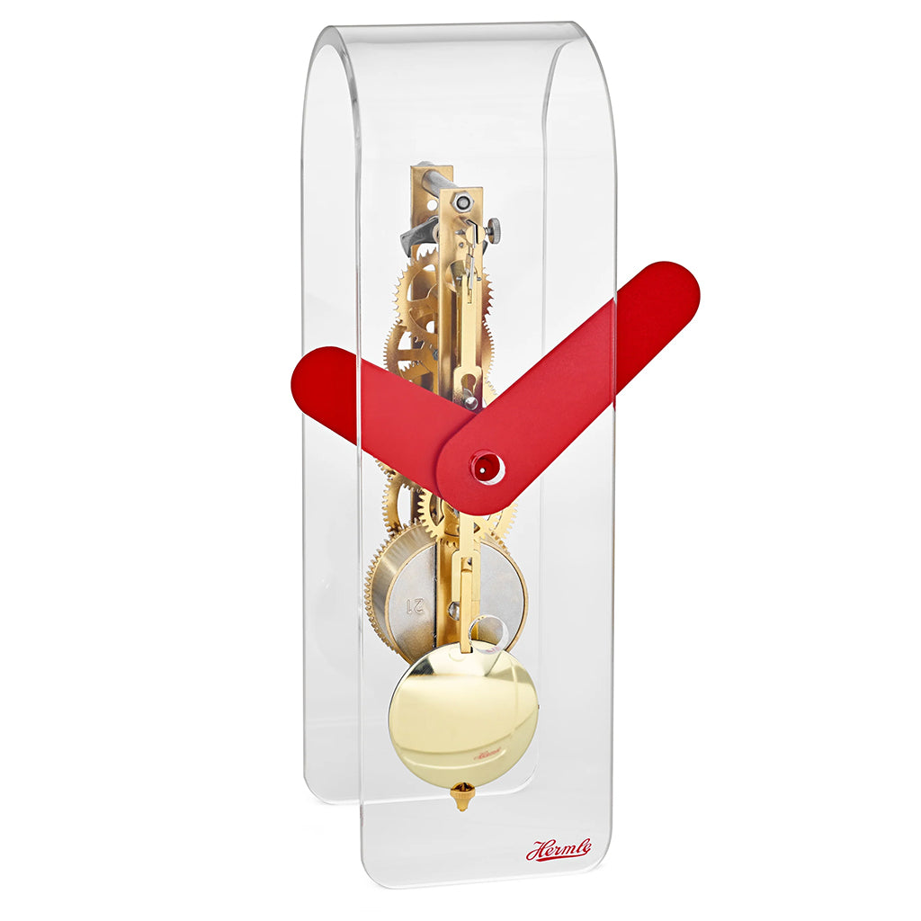 Hermle Miles Table Clock in Red/Brass - Premier Clocks