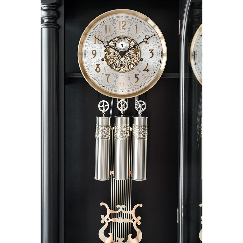 Hermle Nicolette Grandfather Clock in Black dial and weights - Premier Clocks