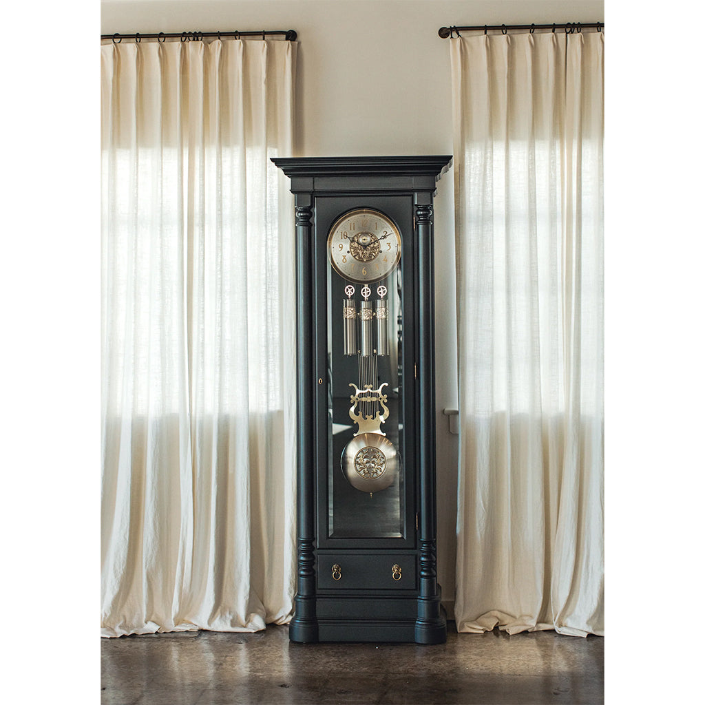 Hermle Nicolette Grandfather Clock in Black in interior design - Premier Clocks