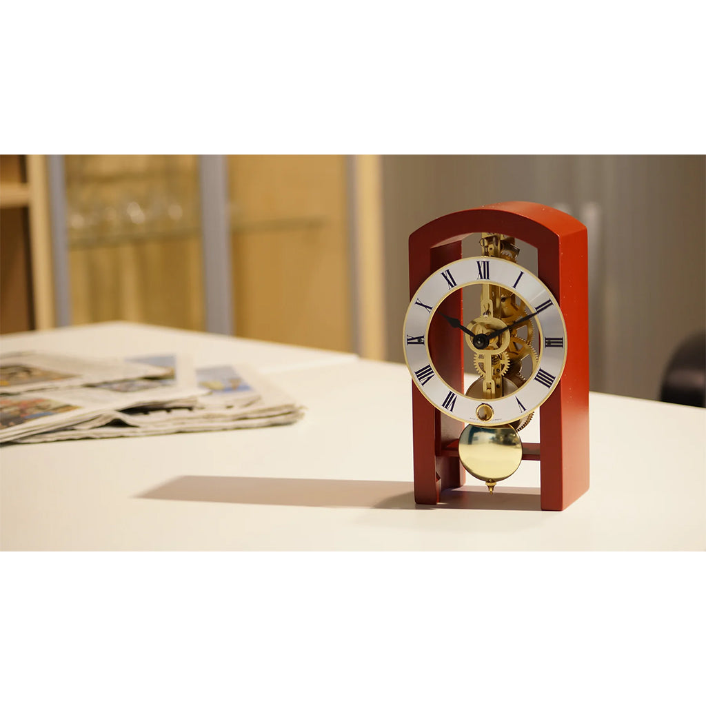 Hermle Patterson Table Clock in Red lifestyle - Premier Clocks