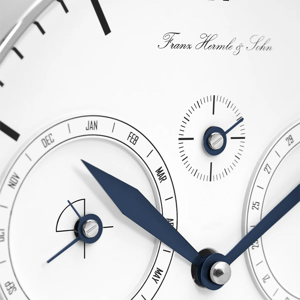 Hermle Perpetual Calendar Mantel Clock  (Limited Edition) dial details - Premier Clocks