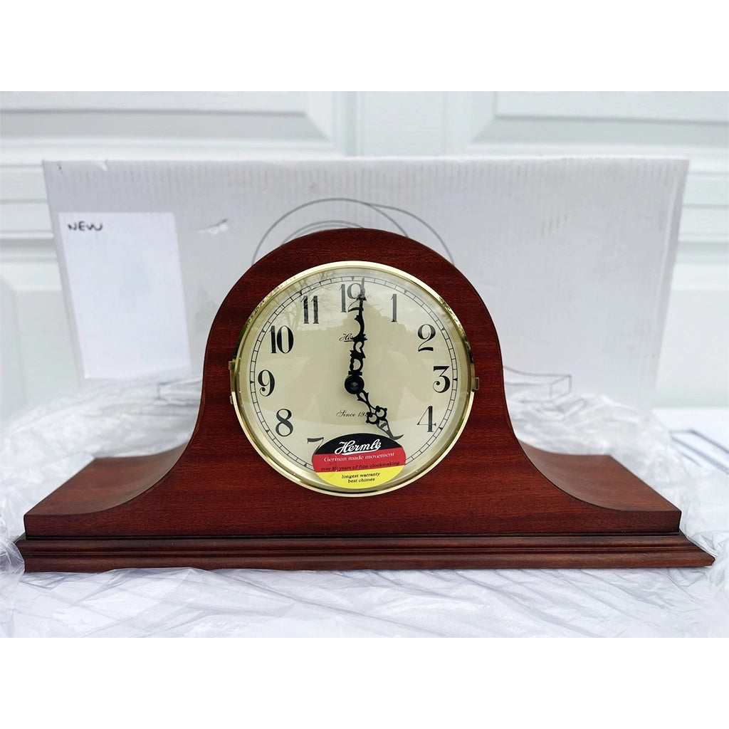 Hermle Sweet Briar Quartz Mantel Clock in Cherry real photo of the front - Premier Clocks
