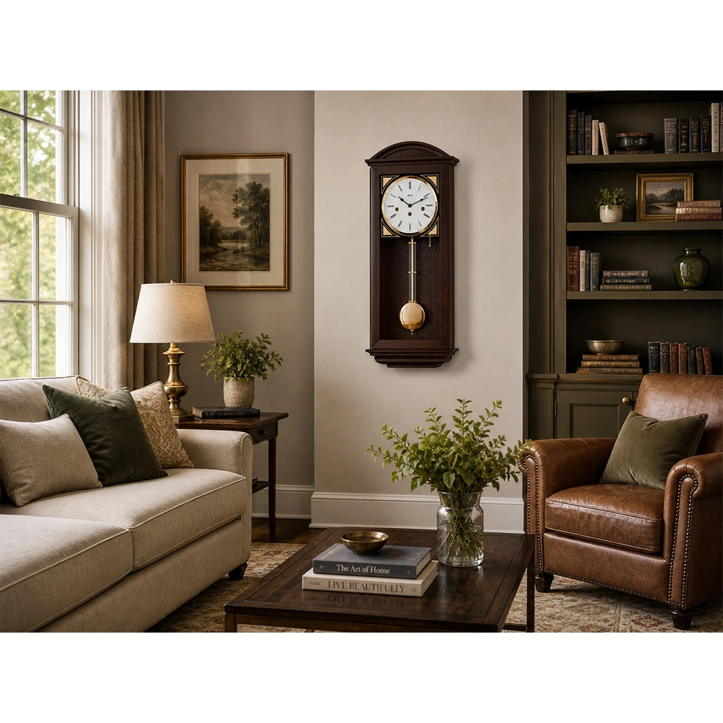 Hermle Taylor Wall Clock in Walnut in interior design - Premier Clocks