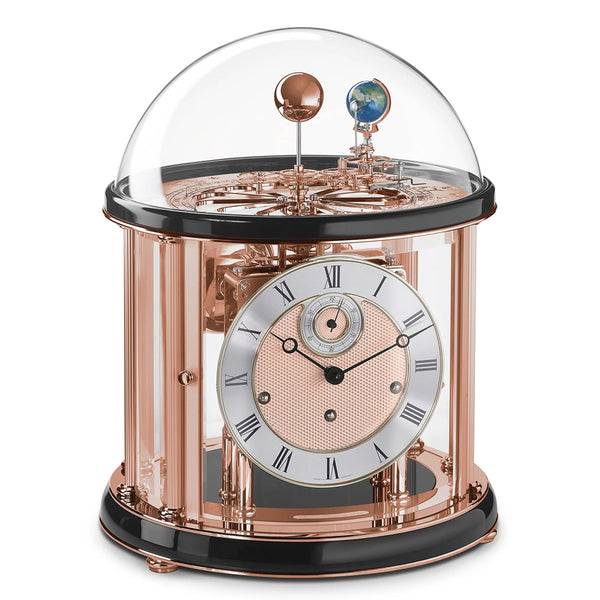 Hermle Tellurium Mantel Clock in Black/Rose Gold | Premier Clocks