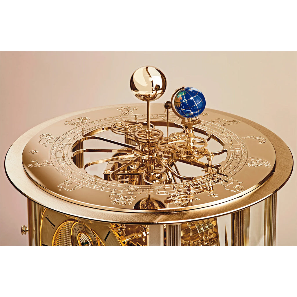 Hermle Tellurium Mantel Clock in Blue/Brass solar system - Premier Clocks