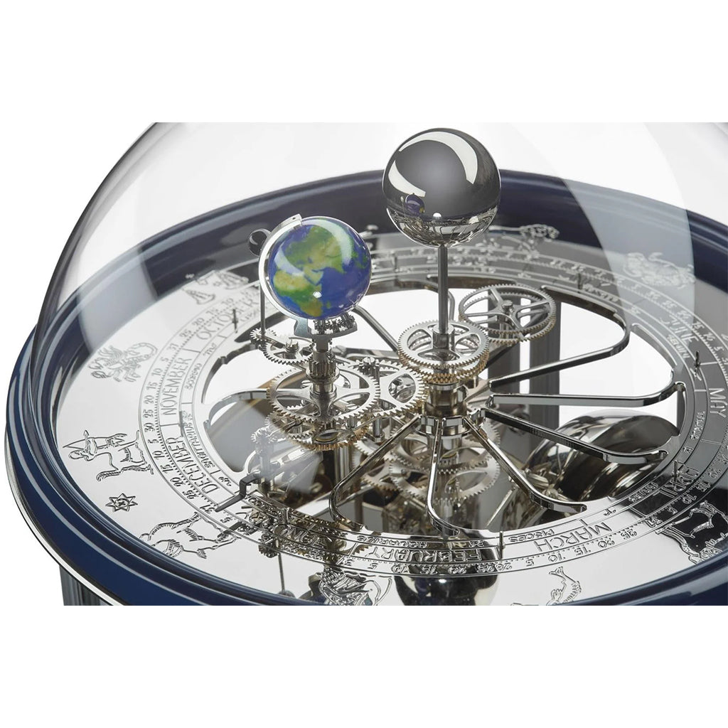 Hermle Tellurium Mantel Clock in Blue/Nickel solar system - Premier Clocks