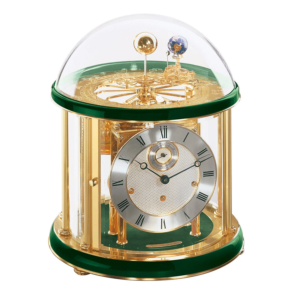 Hermle Tellurium Mantel Clock in Green/Brass (Special Order) - Premier Clocks
