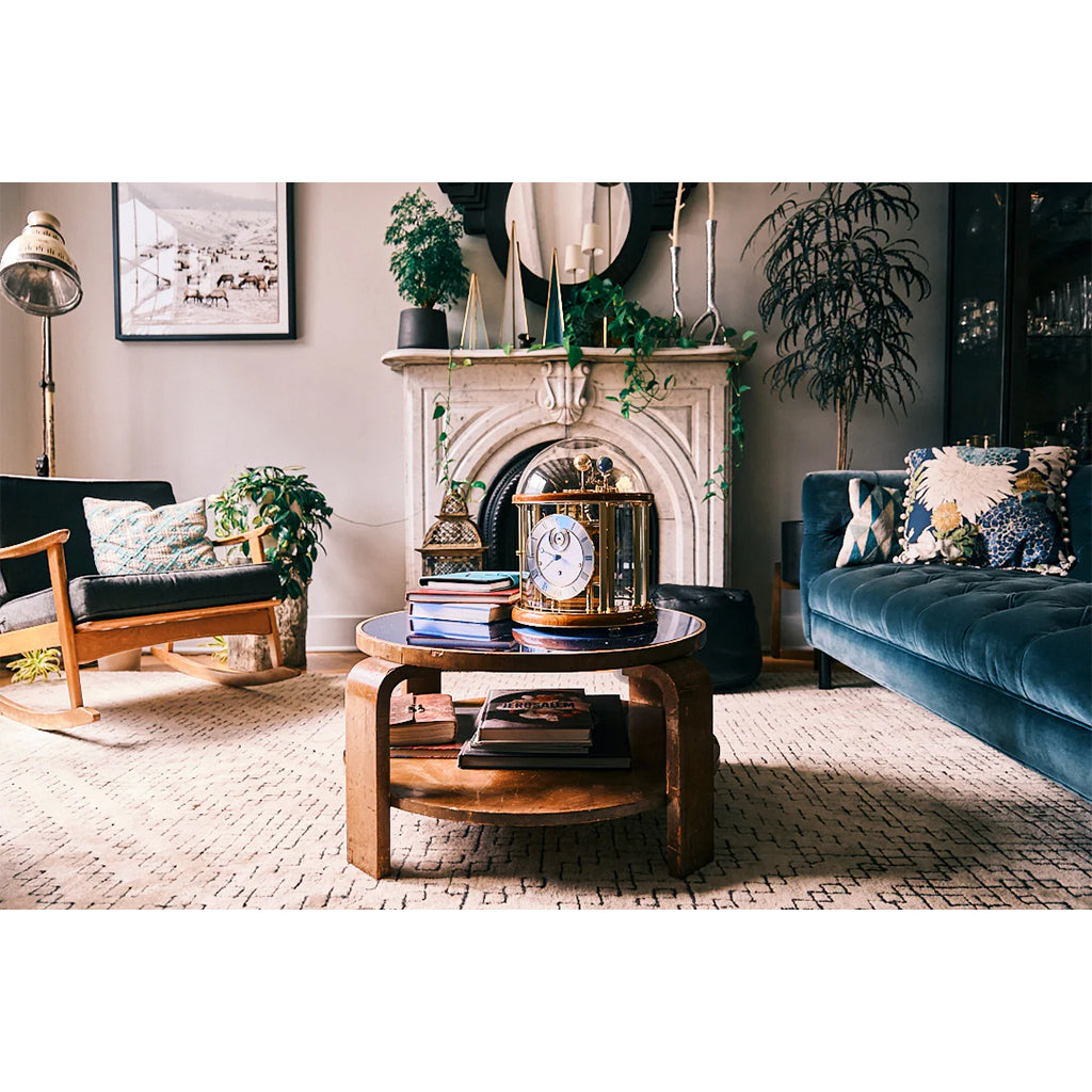 Hermle Tellurium Mantel Clock in Light Cherry in interior decor - Premier Clocks