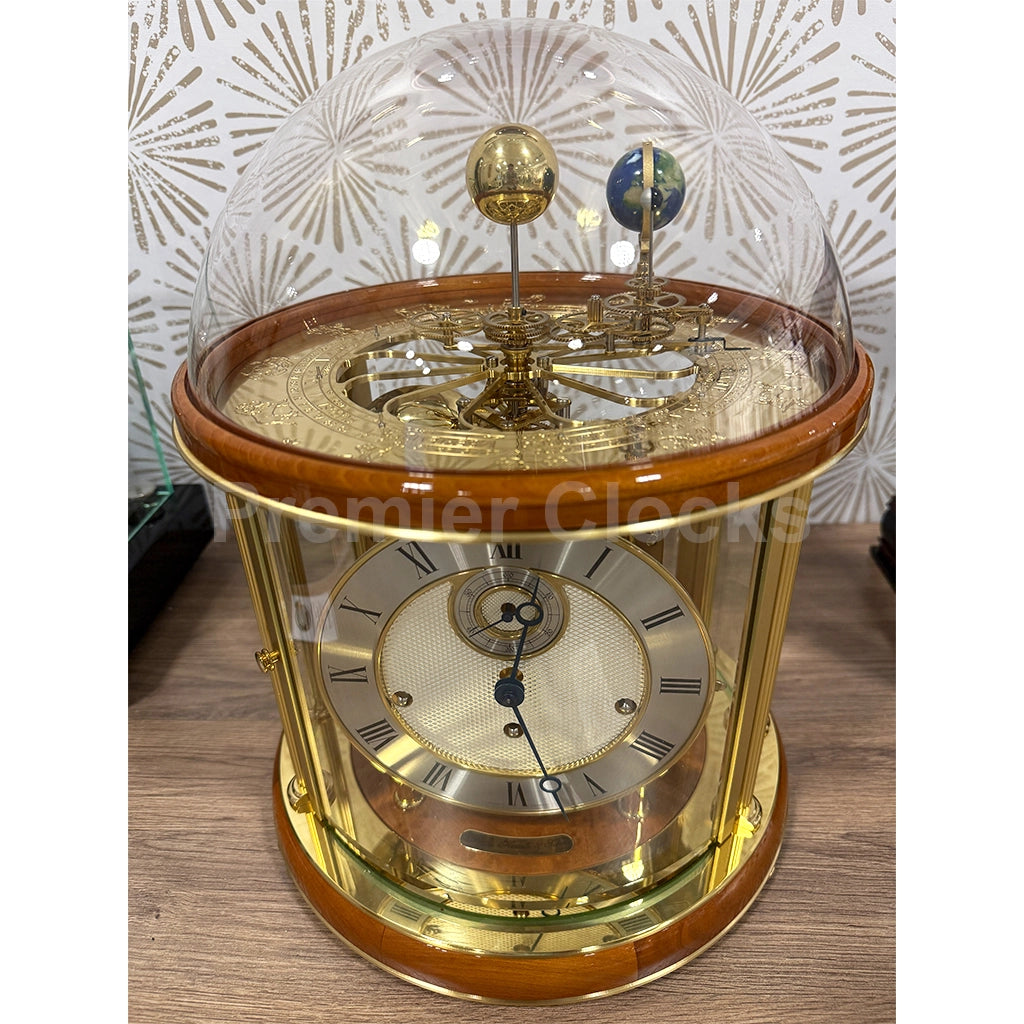Hermle Tellurium Mantel Clock in Light Cherry real photo of the front - Premier Clocks
