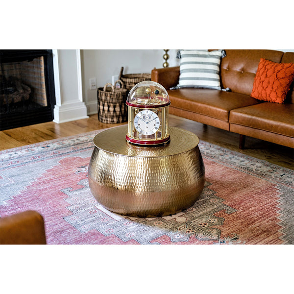 Hermle Tellurium Mantel Clock in Red/Brass | Premier Clocks
