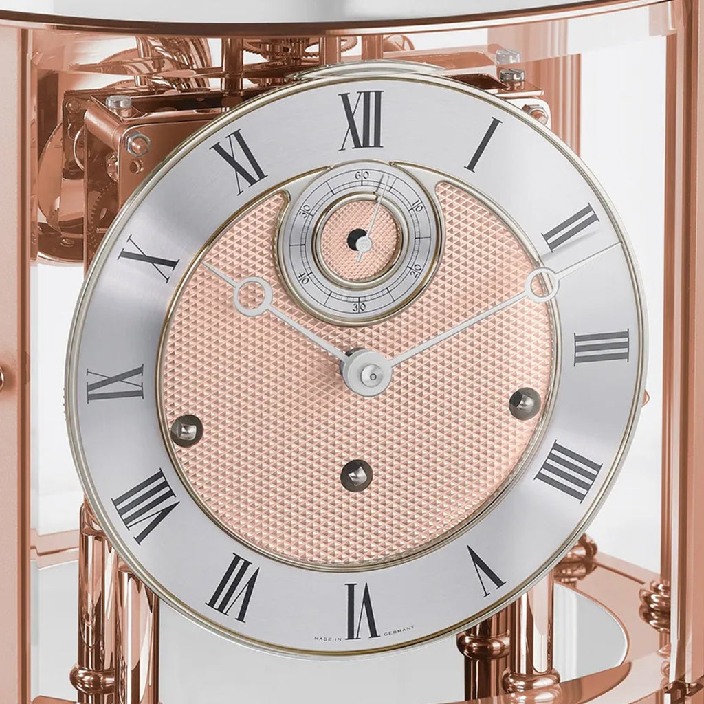 Hermle Tellurium Mantel Clock in White/Rose Gold dial - Premier Clocks