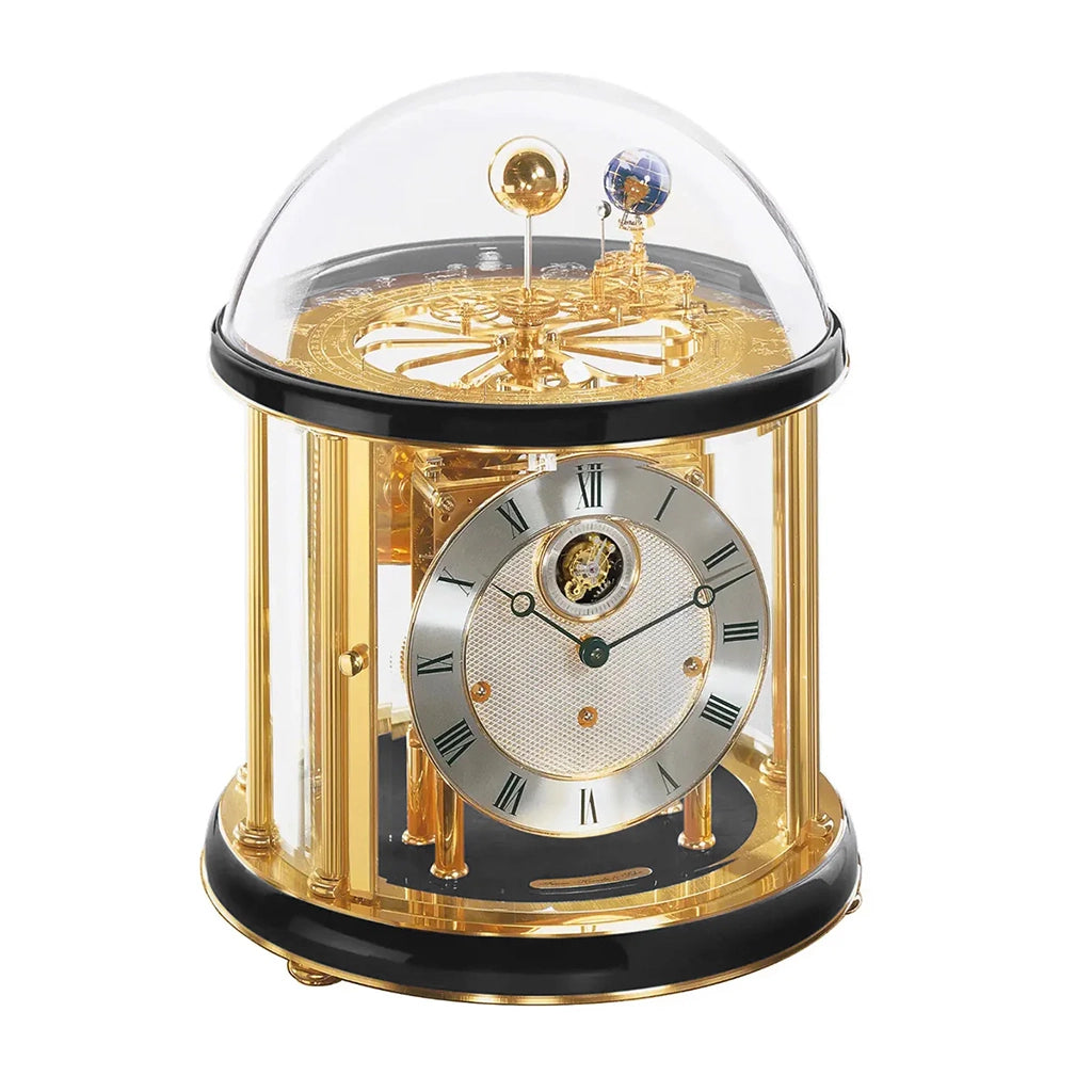 Hermle Tellurium Tourbillon Mantel Clock in Black/Brass - Premier Clocks