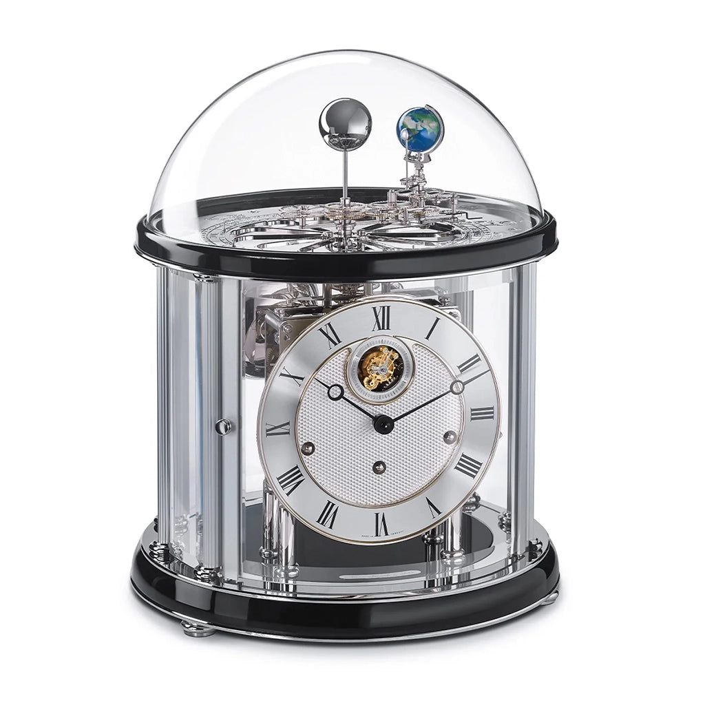 Hermle Tellurium Tourbillon Mantel Clock in Black/Nickel - Premier Clocks