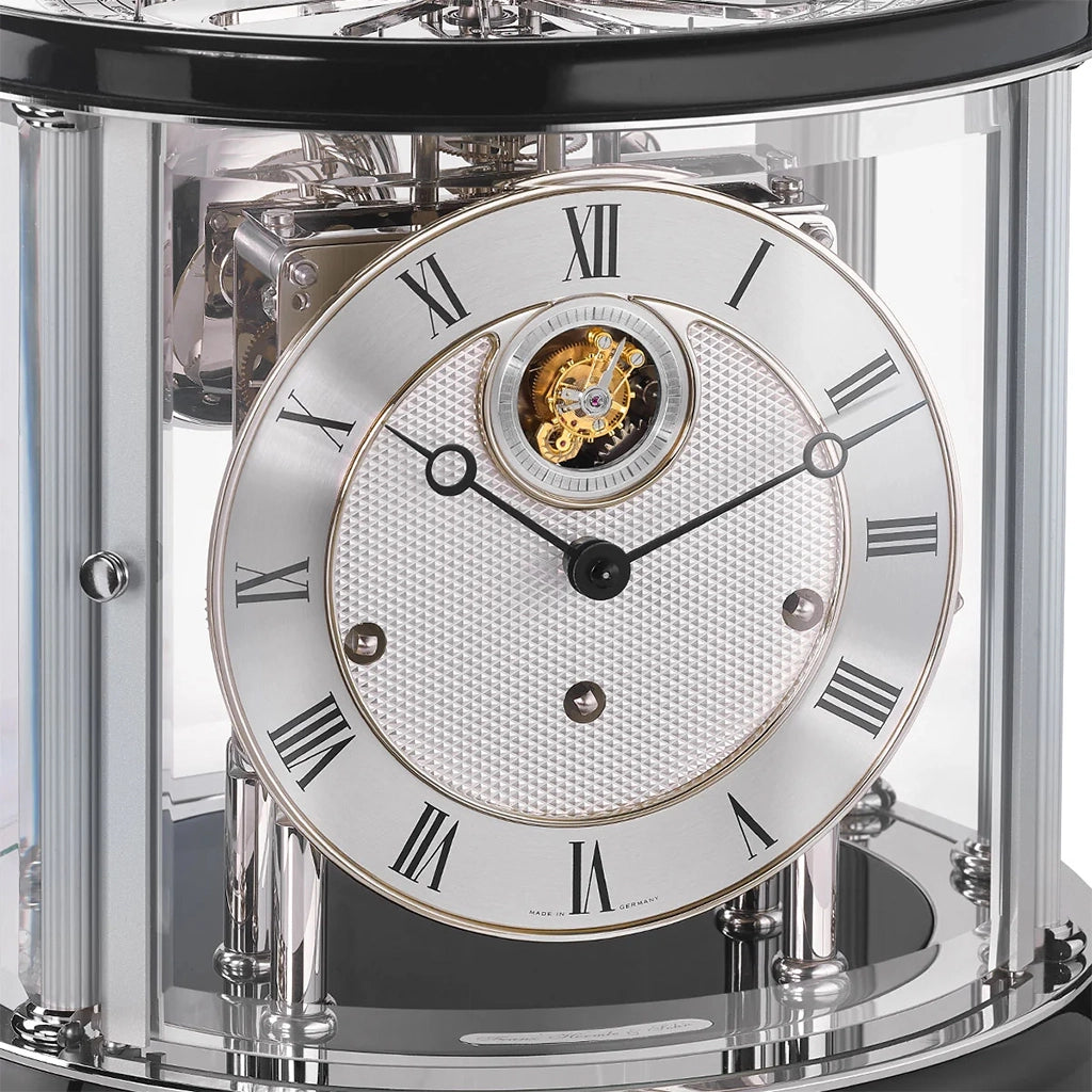 Hermle Tellurium Tourbillon Mantel Clock in Black/Nickel dial - Premier Clocks