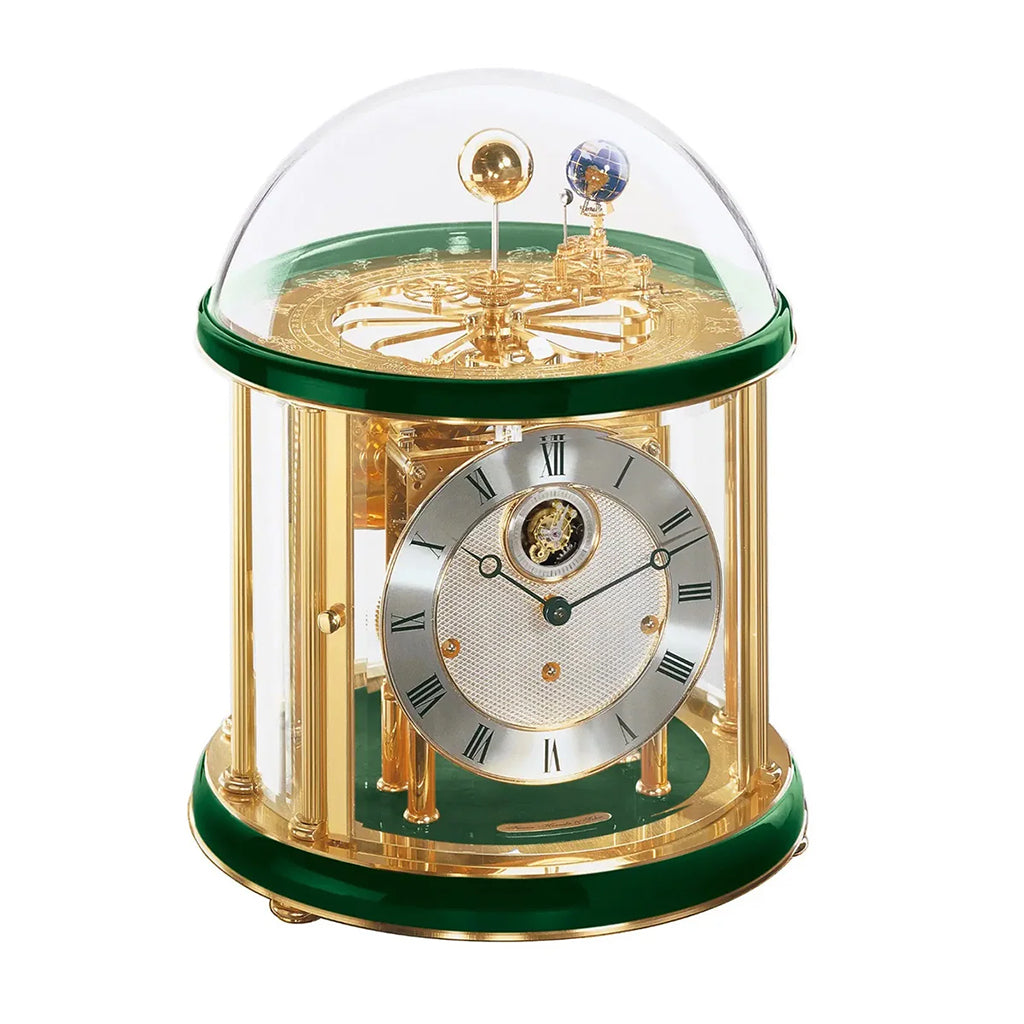 Hermle Tellurium Tourbillon Mantel Clock in Green/Brass - Premier Clocks