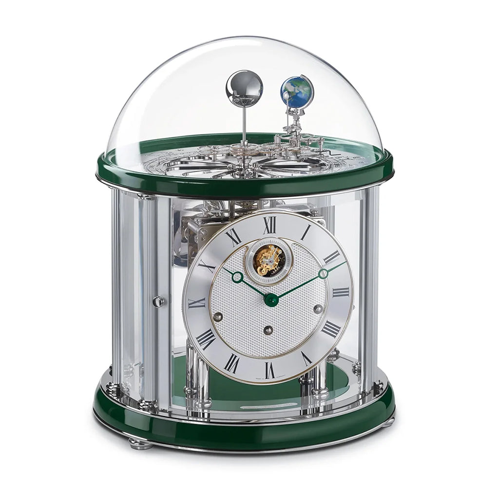 Hermle Tellurium Tourbillon Mantel Clock in Green/Nickel - Premier Clocks