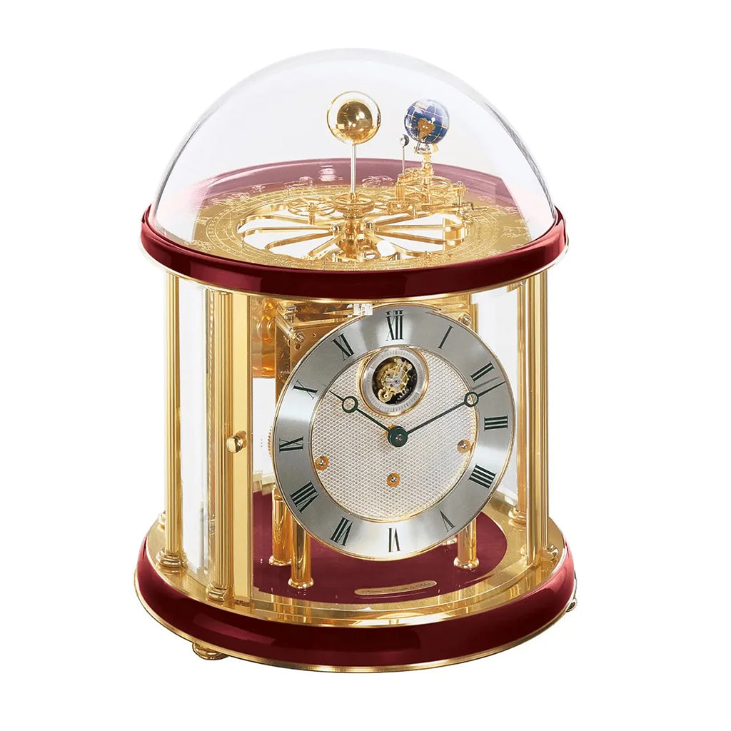 Hermle Tellurium Tourbillon Mantel Clock in Red/Brass (Special Order)