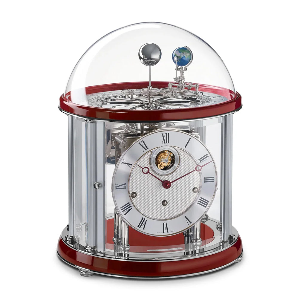 Hermle Tellurium Tourbillon Mantel Clock in Red/Nickel - Premier Clocks