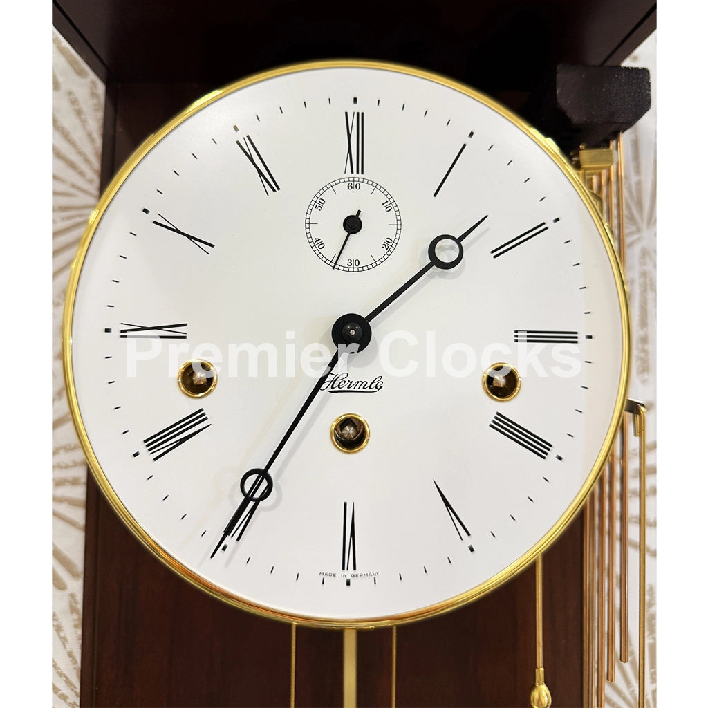 Hermle William Wall Clock in Walnut real photo of the dial - Premier Clocks