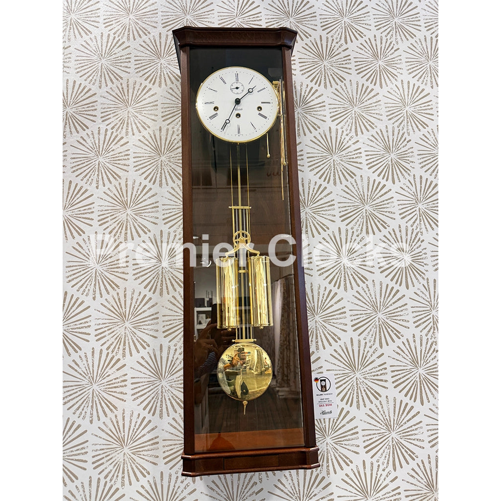 Hermle William Wall Clock in Walnut real photo of the front - Premier Clocks