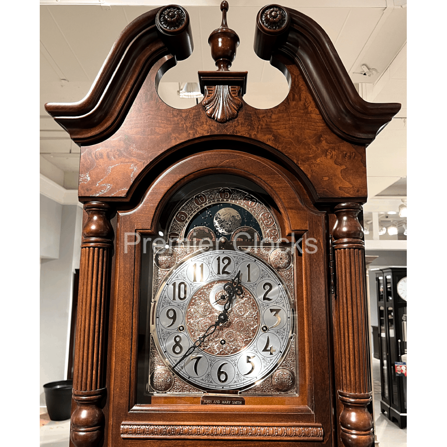 Howard Miller Baldwin Grandfather Clock 611200 real photo of the split pediment - Premier Clocks