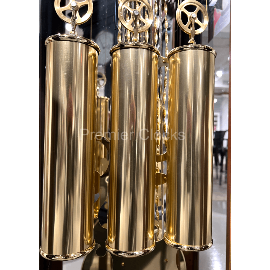 Howard Miller Baldwin Grandfather Clock 611200 real photo of the cable-driven weights - Premier Clocks