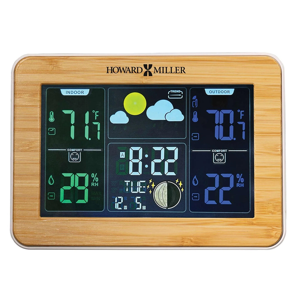 Howard Miller Bamboo Weather Station Alarm Clock 645846 - Premier Clocks