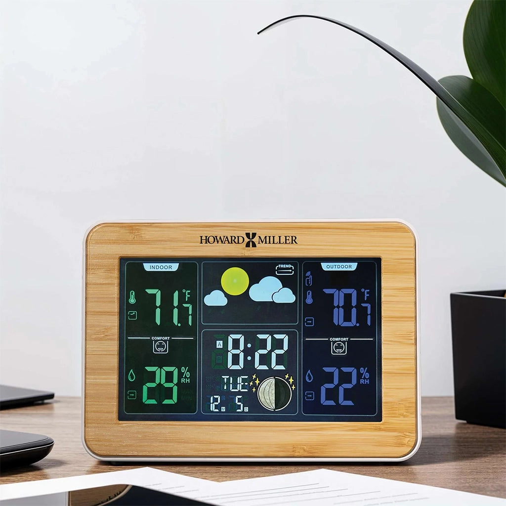Howard Miller Bamboo Weather Station Alarm Clock 645846 in interior design - Premier Clocks