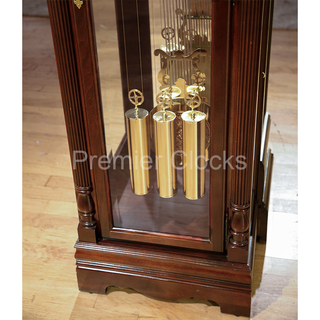 Howard Miller Benjamin Grandfather Clock 610983 real photo of the cable-driven weights - Premier Clocks