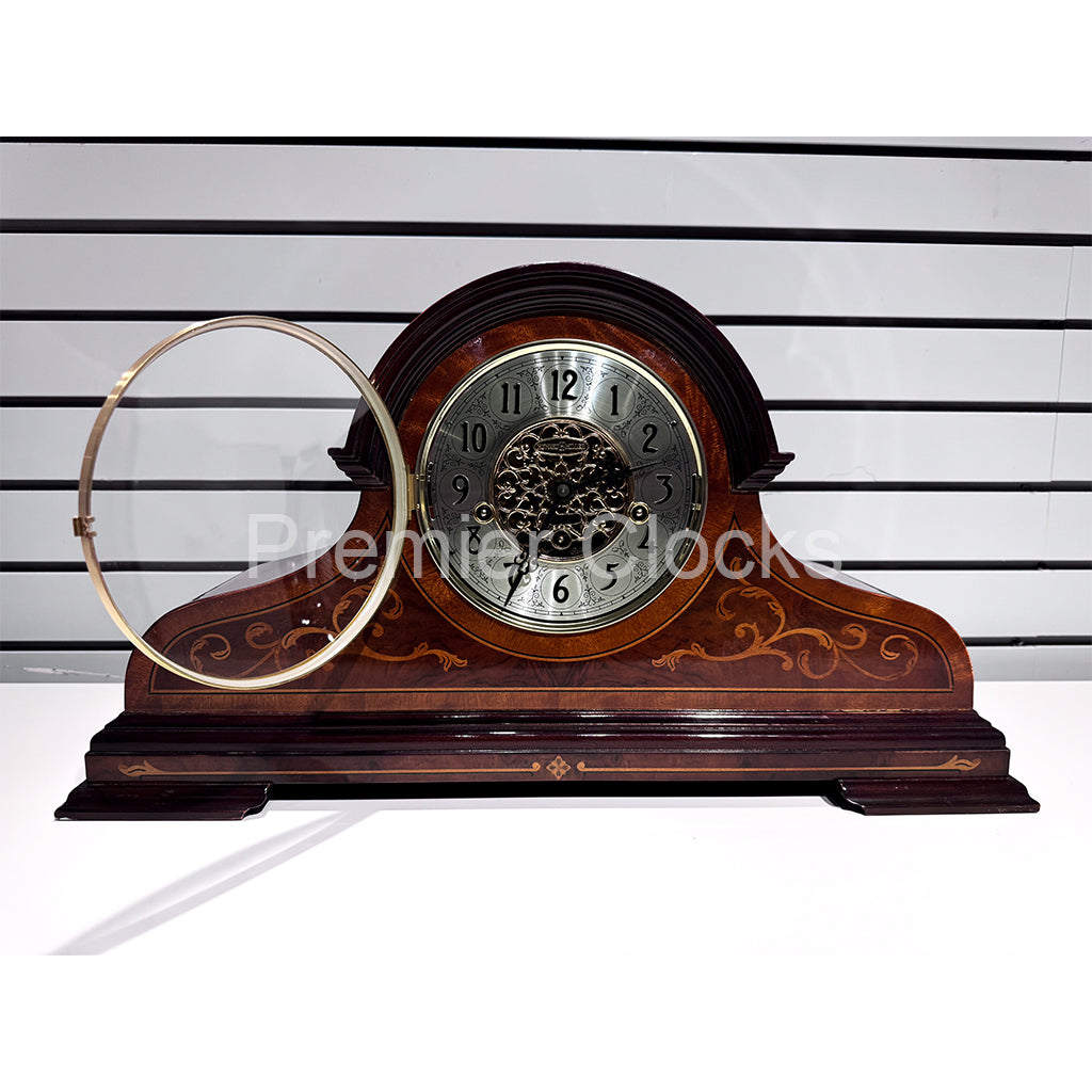 Howard Miller Bradley Mantel Clock 630260 real photo of the front with an open dial - Premier Clocks