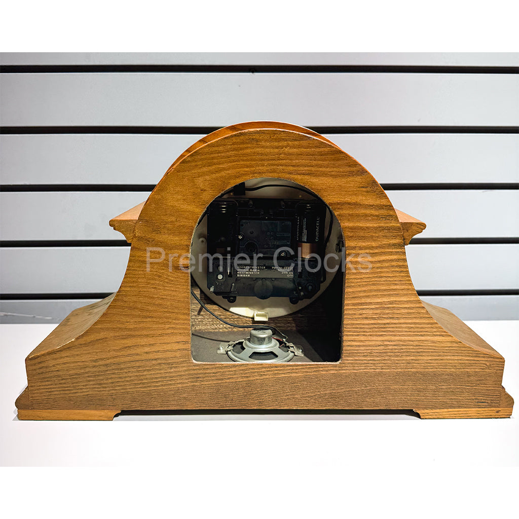 Howard Miller Burton Mantel Clock 635106 real photo of the back showing quartz movement - Premier Clocks