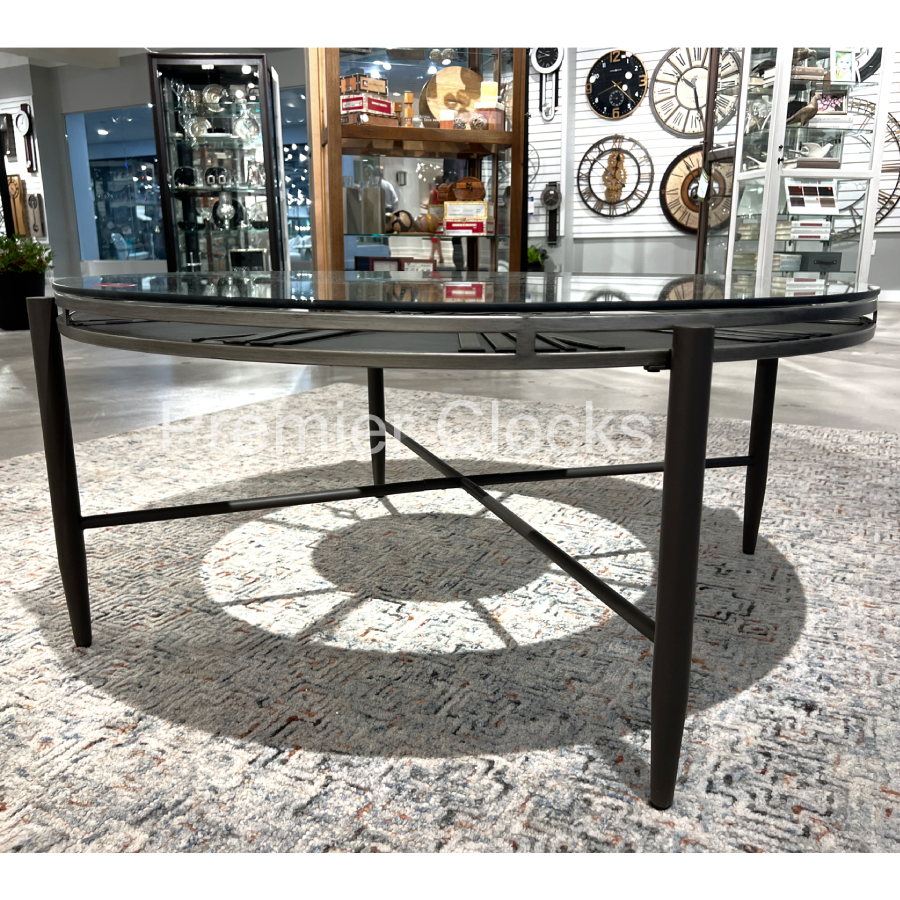 Howard Miller Elon Clock Table 615157 side view showing the table legs - Premier Clocks