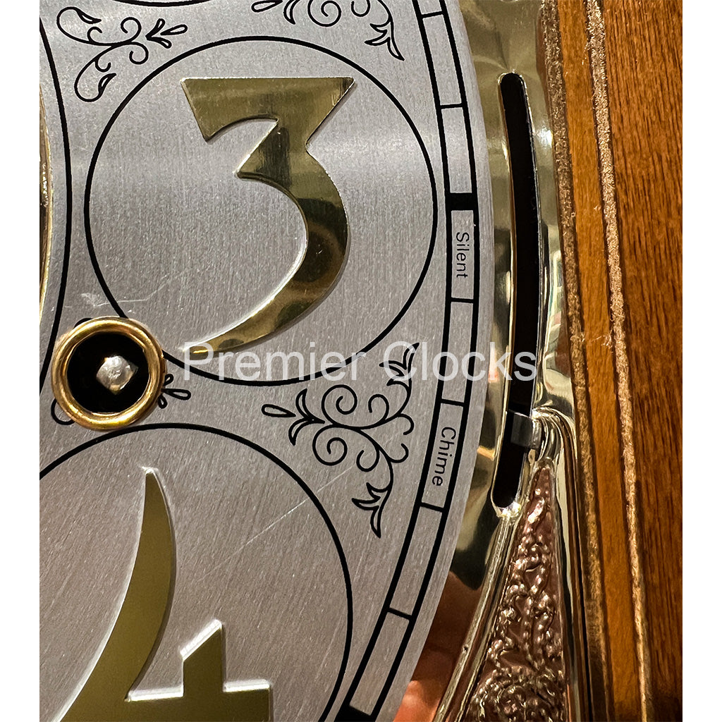 Howard Miller Gavin Grandfather Clock 610985 real photo of the chime switch and winding hole - Premier Clocks