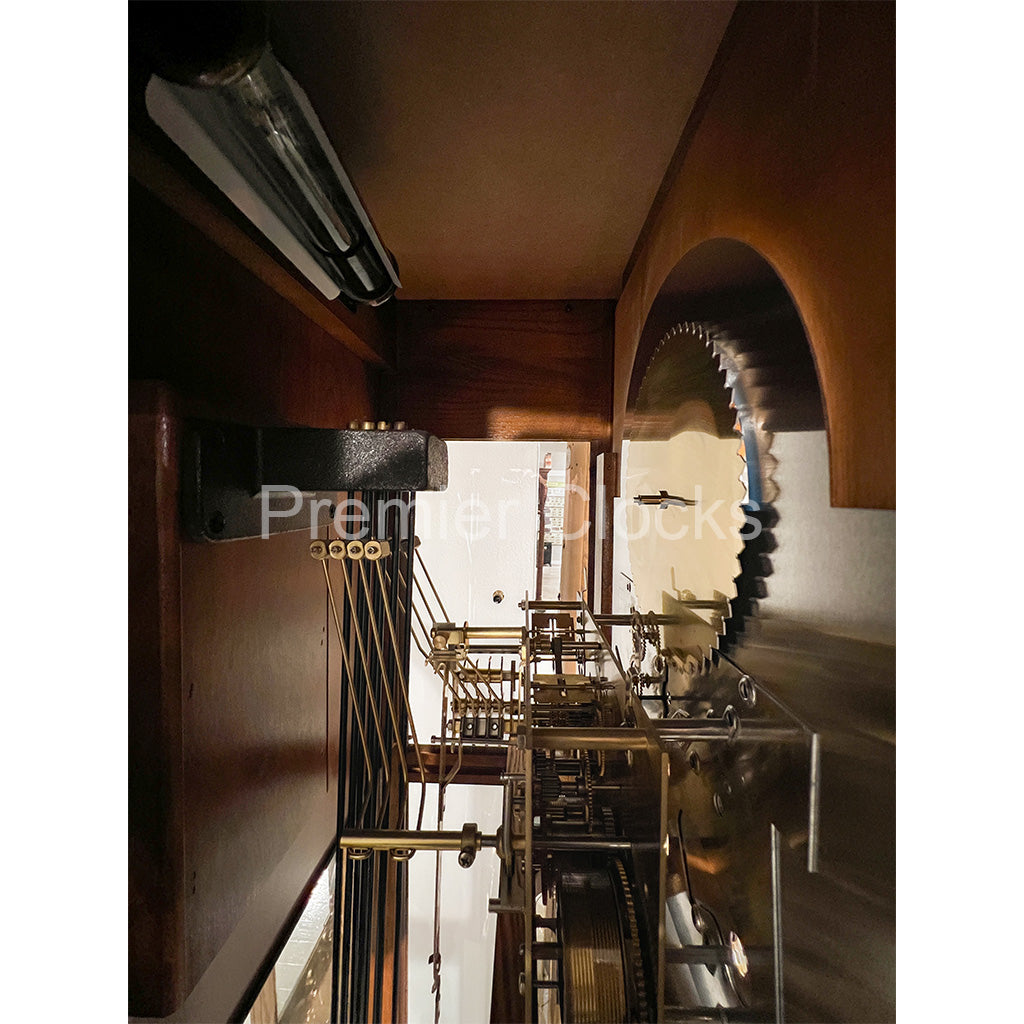 Howard Miller Gavin Grandfather Clock 610985 real photo of the movement, chime rods and light - Premier Clocks