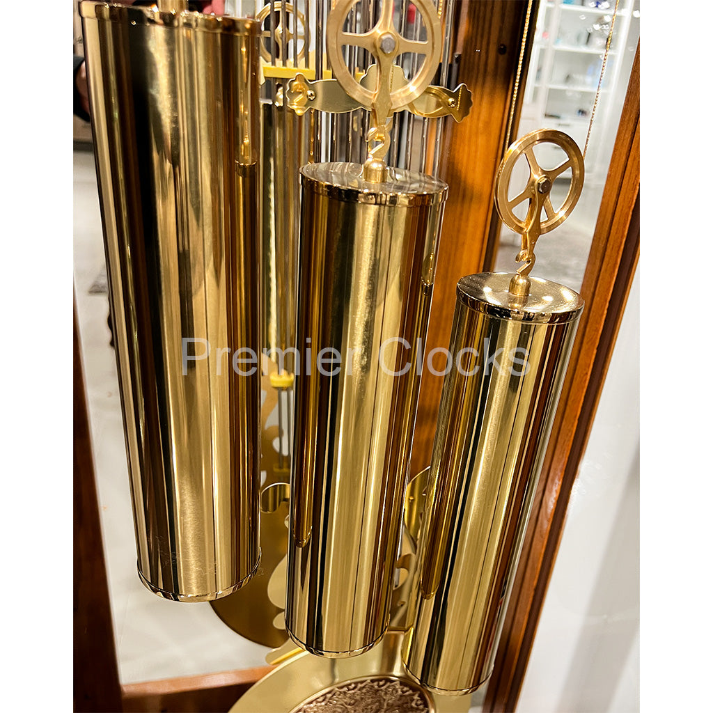 Howard Miller Gavin Grandfather Clock 610985 real photo of the cable-driven weights - Premier Clocks