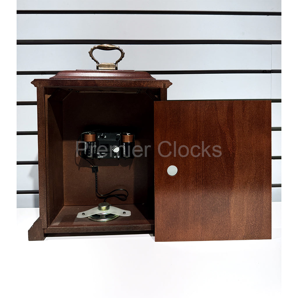 Howard Miller Graham Bracket III Mantel 612588 real photo of the back showing quartz movement with chimes - Premier Clocks