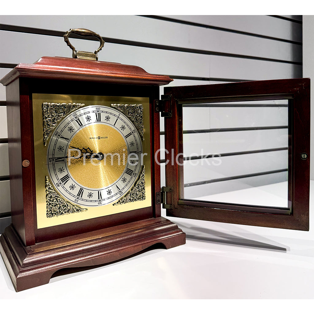 Howard Miller Graham Bracket III Mantel Clock 612588 real photo of the front with an open door showing details of the dial - Premier Clocks