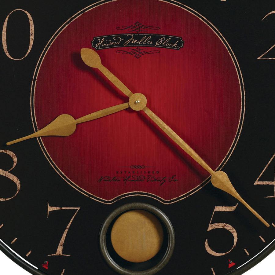 Howard Miller Harmon Wall Clock 625374 details and pendulum - Premier Clocks