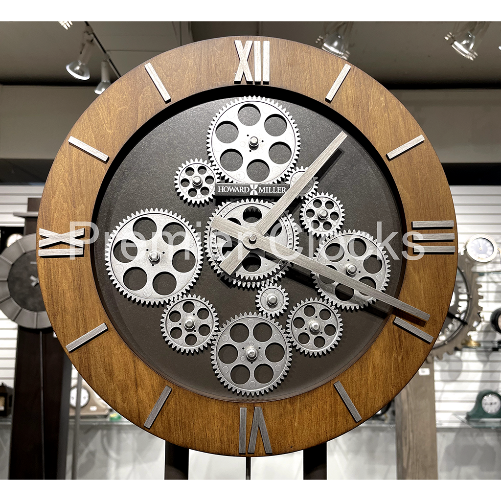 Howard Miller Keanu Floor Clock 615156 real photo of the dial and gears - Premier Clocks