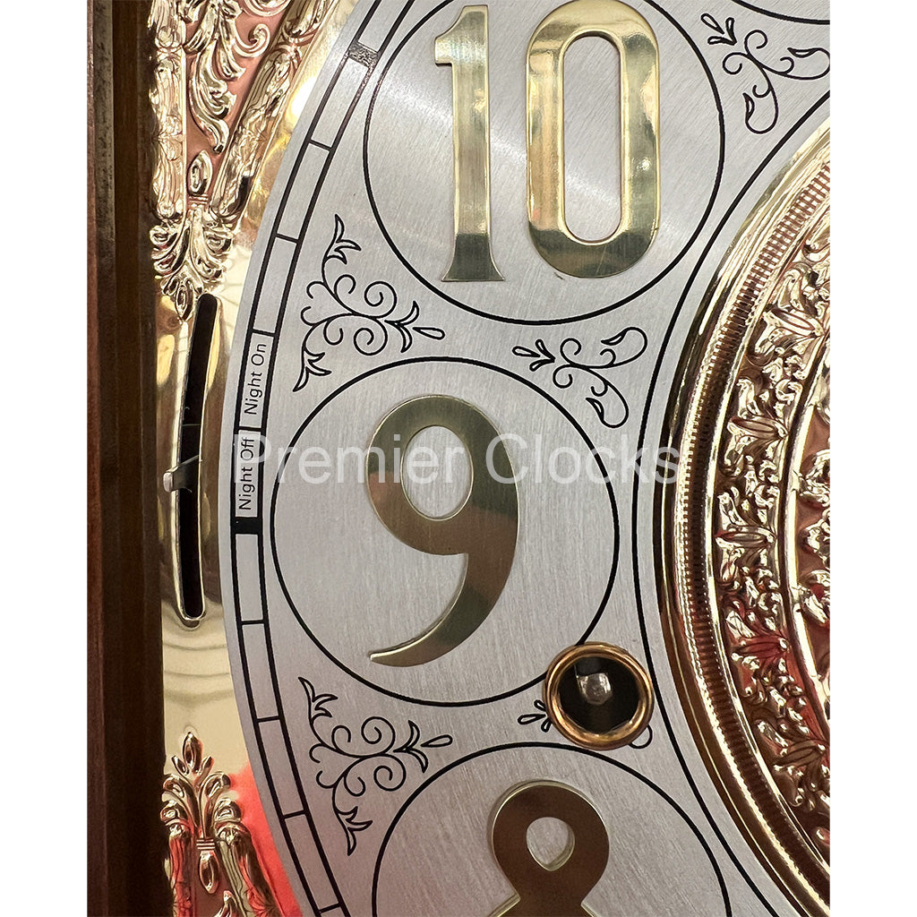 Howard Miller Langston Grandfather Clock 611017 real photo of the night off and night on chime switch - Premier Clocks