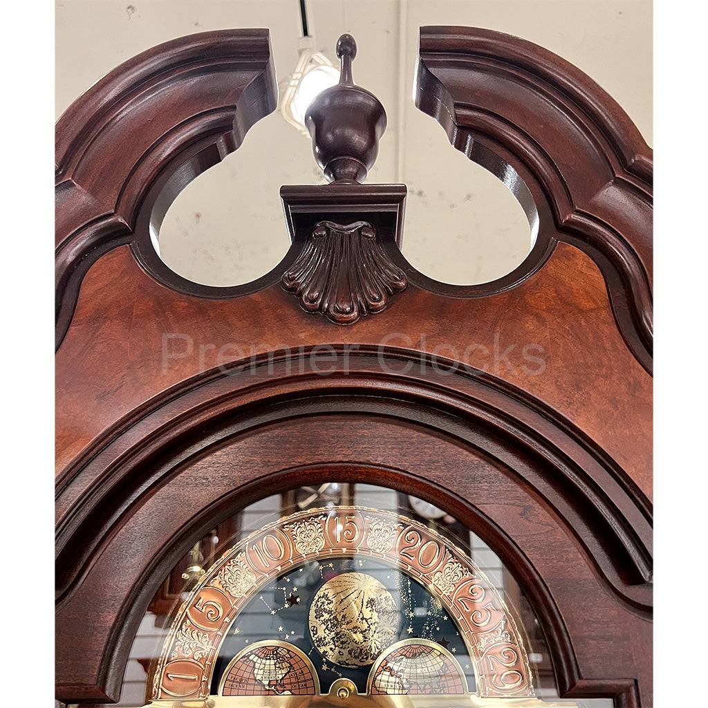 Howard Miller Langston Grandfather Clock 611017 real photo of the split pediment - Premier Clocks