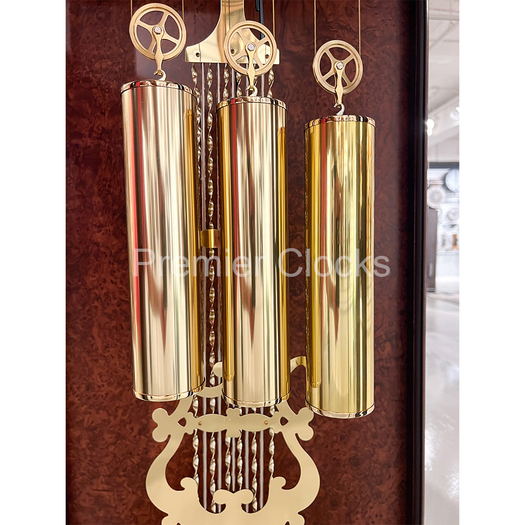 Howard Miller Langston Grandfather Clock 611017 real photo of the cable-driven weights - Premier Clocks