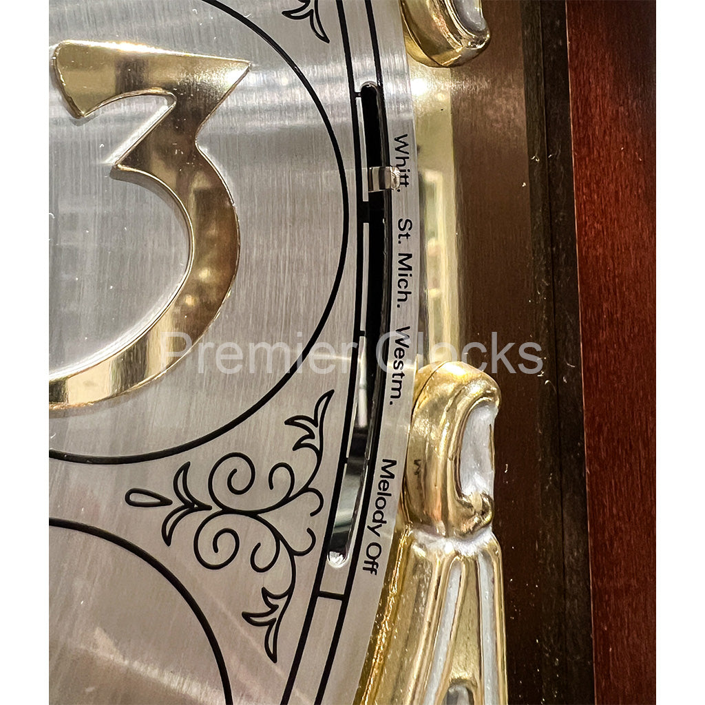 Howard Miller Majestic II Curio Grandfather Clock 610939 real photo of the chime switch - Premier Clocks