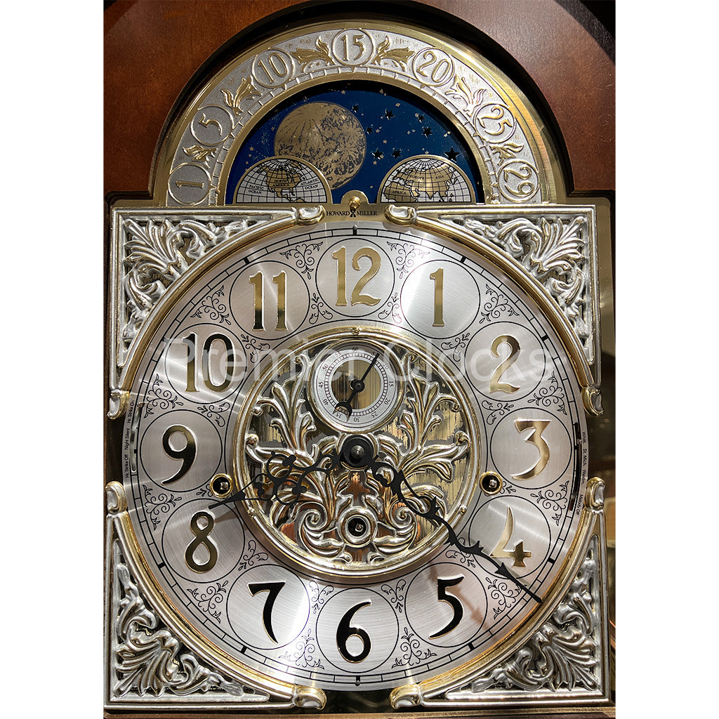 Howard Miller Majestic II Curio Grandfather Clock 610939 real photo of the dial - Premier Clocks
