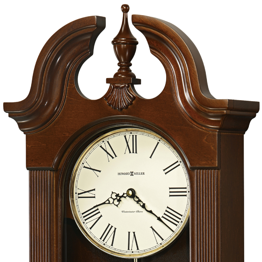Howard Miller Malia Wall Clock 625466 split pediment and dial with Arabic numerals - Premier Clocks