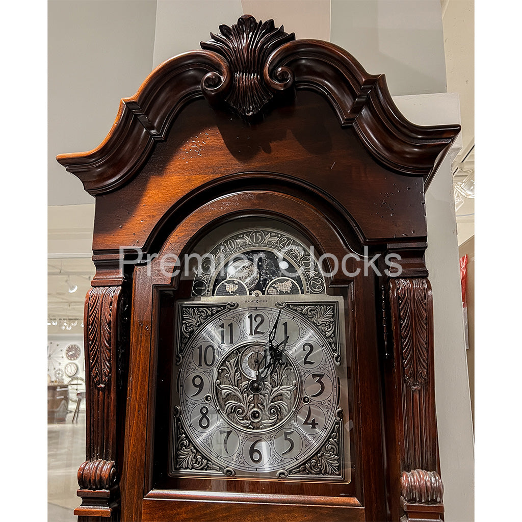 Howard Miller Neilson Grandfather Clock 611102 real photo of the bonnet - Premier Clocks