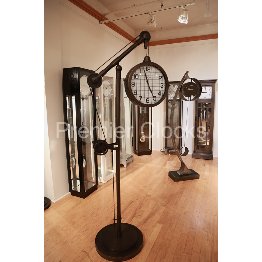 Howard Miller Pulley Time Floor Clock 615092 real photo front in a showroom - Premier Clocks