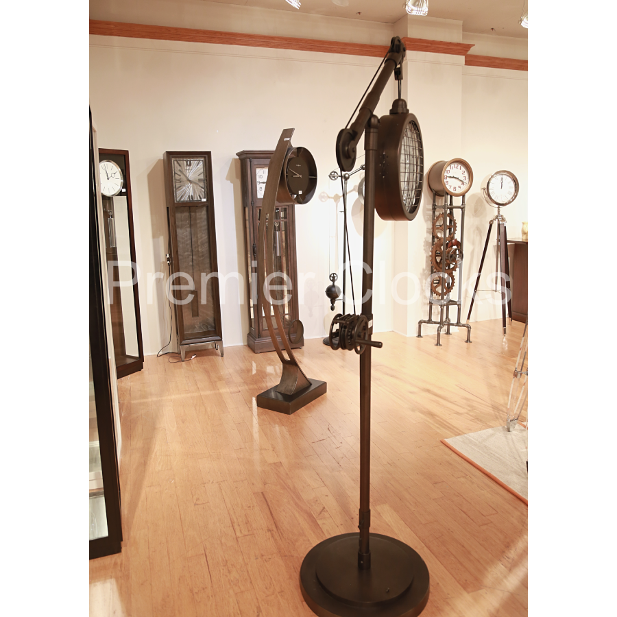 Howard Miller Pulley Time Floor Clock 615092 real photo side - Premier Clocks