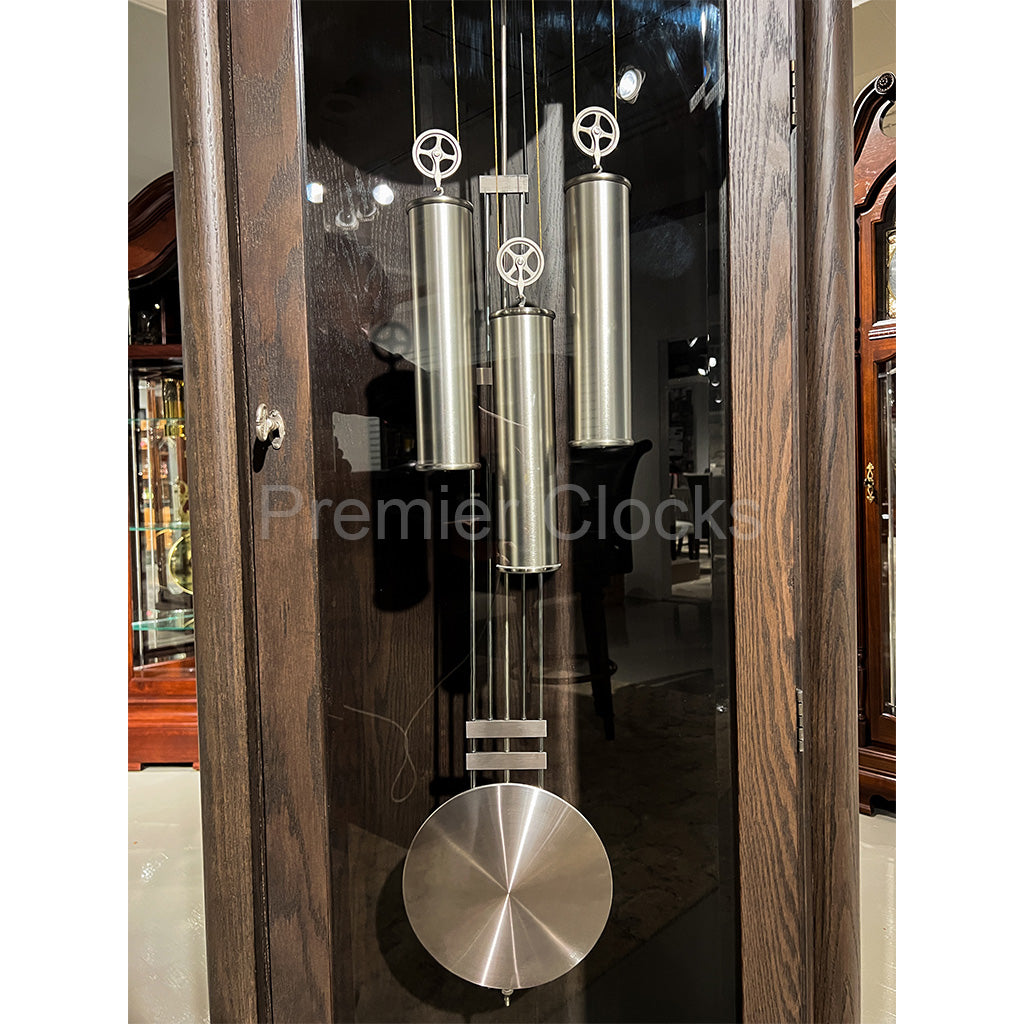Howard Miller Raina Grandfather Clock 611328 real photo of the pendulum and weights - Premier Clocks